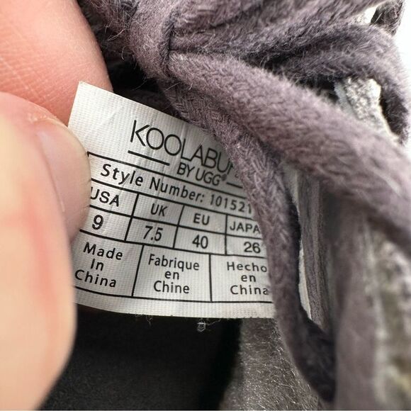 Ugg Koolaburra Boots Booties Sheepskin Suede Gray Tie Size 9 - Picture 5 of 7
